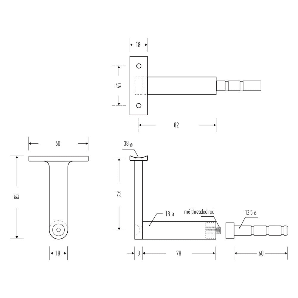 Halliday & Baillie Stair Rail Bracket HB500 - Available in Various Finishes