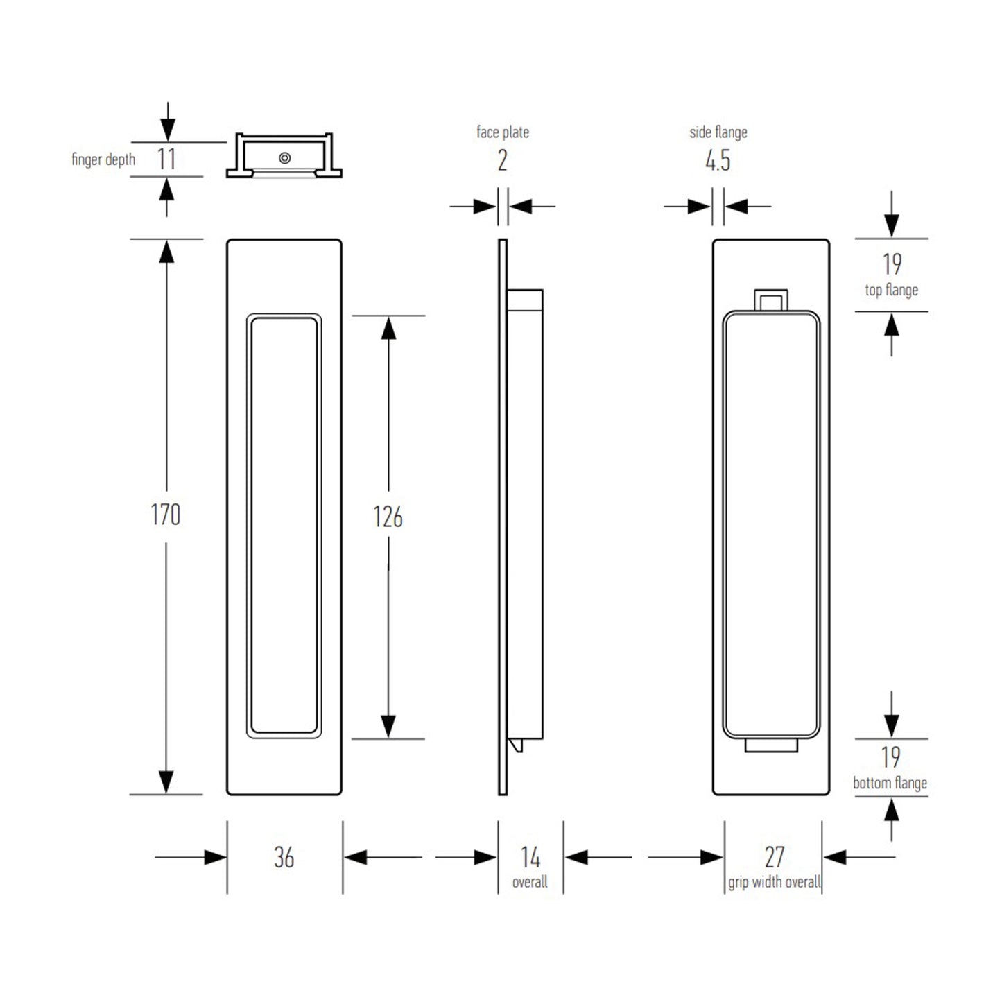 Halliday & Baillie Flush Pull HB660 - Available in Various Finishes
