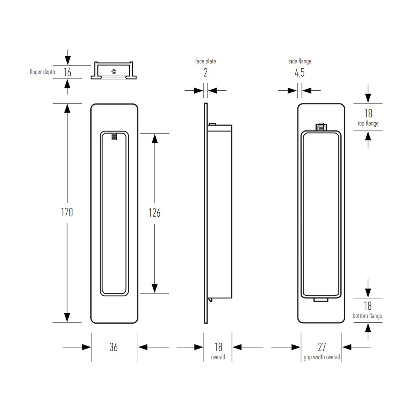 Halliday & Baillie Deep Flush Pull HB670 - Available in Various Finishes