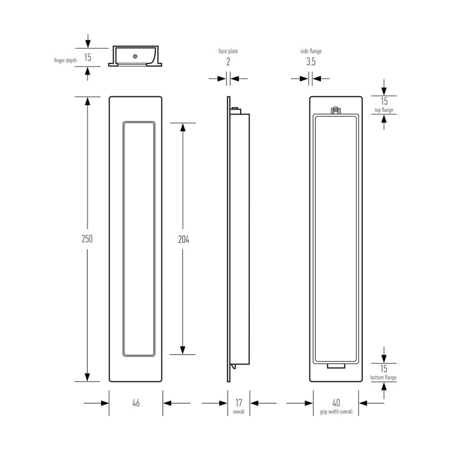 Halliday & Baillie Offset Grip Flush Pull HB677 - Available in Various Finishes