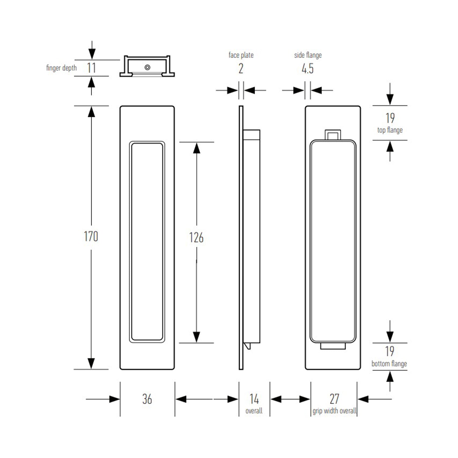 Halliday & Baillie Sliding Door Privacy Set Flush Pull Snib/Snib 694 - Available in Various Finishes