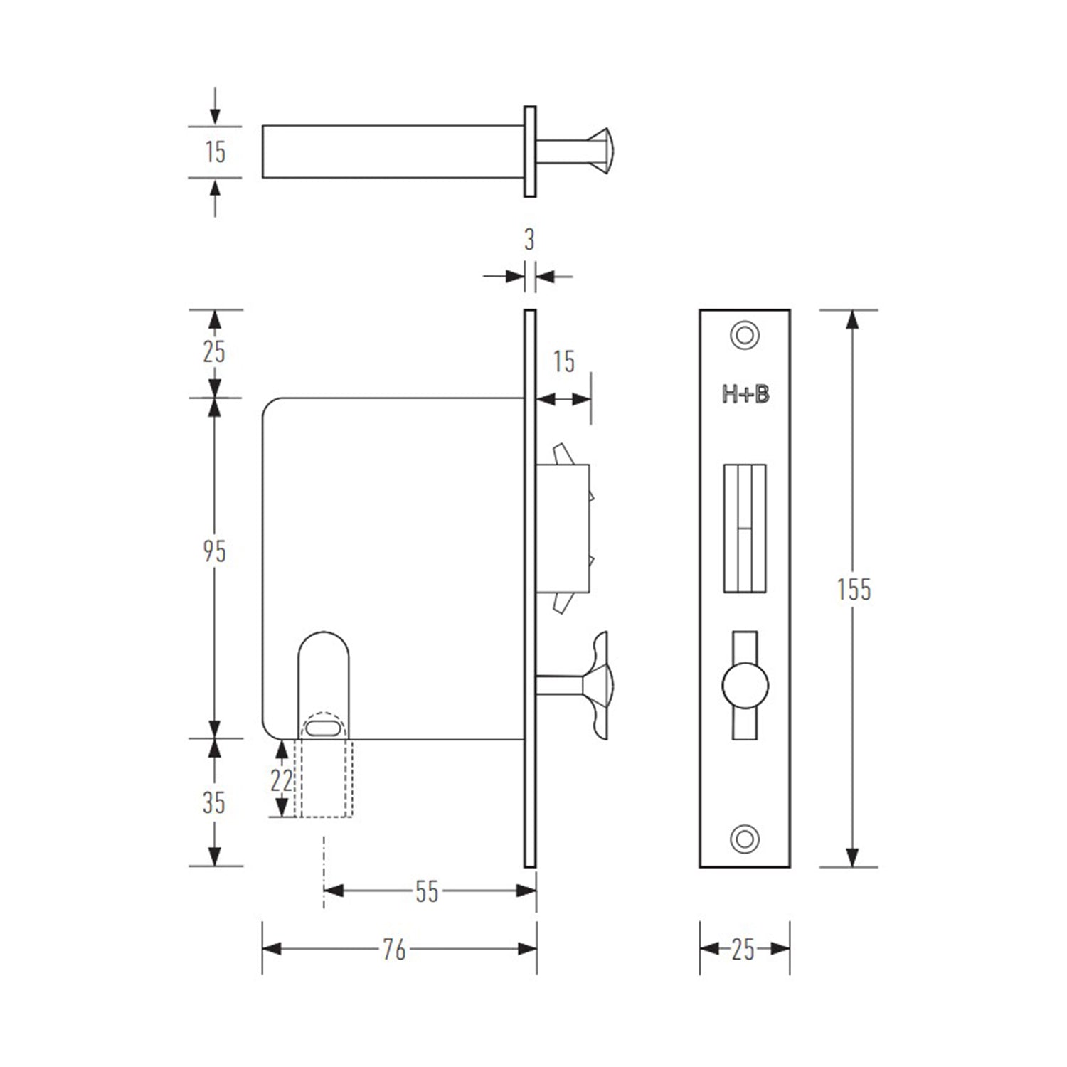 Halliday & Baillie Sliding Door Privacy Set Flush Pull Snib/Snib 694 - Available in Various Finishes