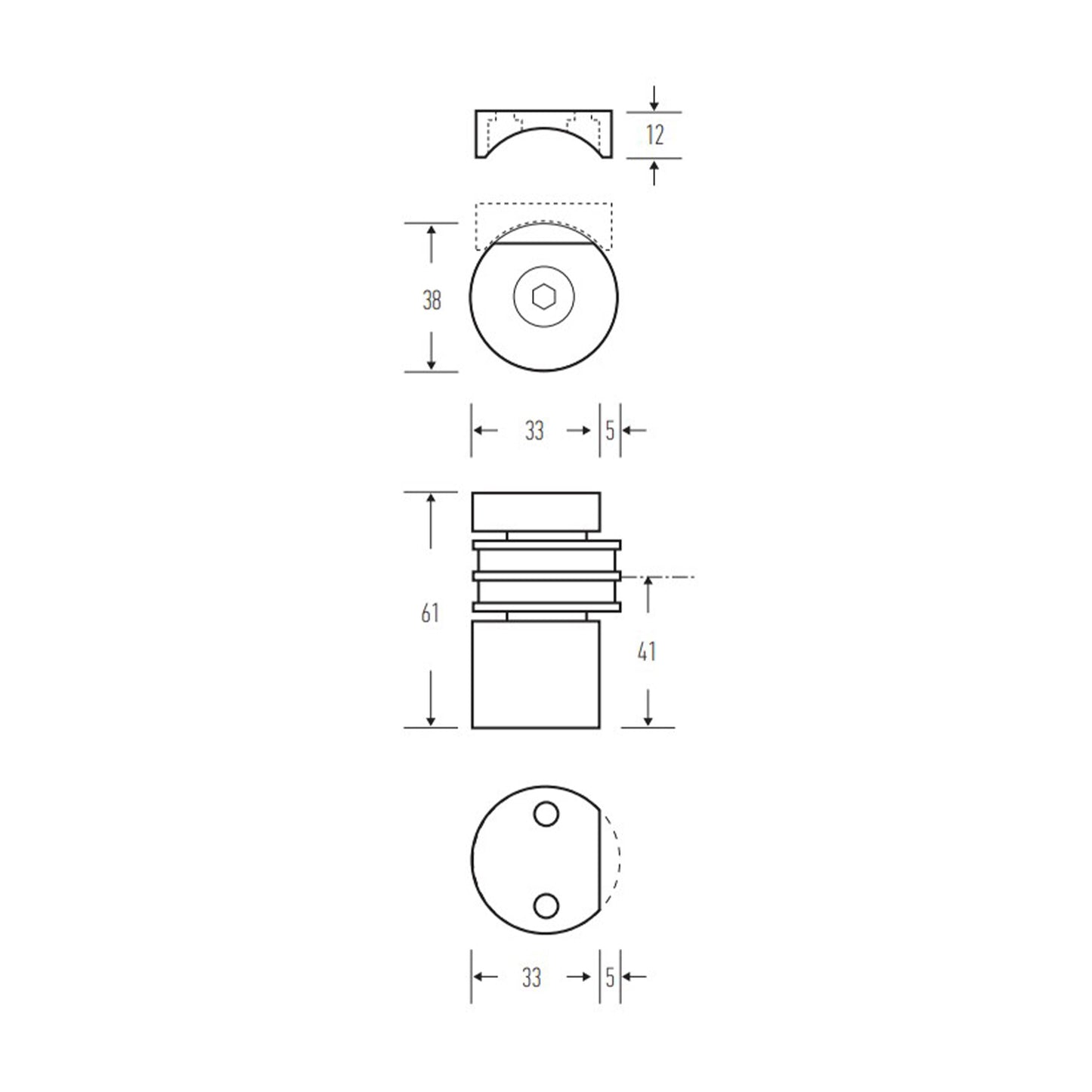 Halliday & Baillie Round Floor Mounted Double Magnetic Door Stop HB710L