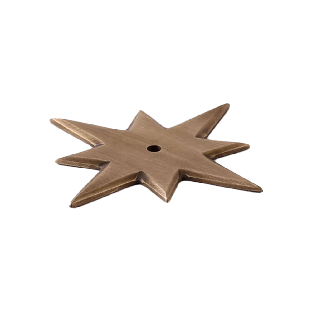 Hepburn Cabinet Star Knob Backplate Acid Wash Brass 3BP80AWB