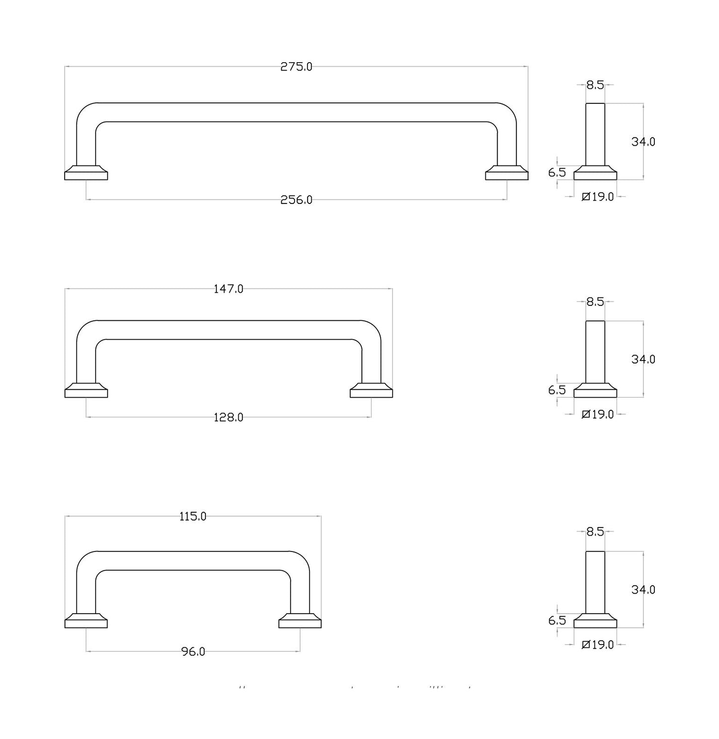 Hepburn Bronte Cabinet Pull Handle - Available in Various Finishes and Sizes
