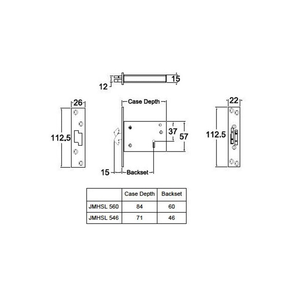 Jacksons 5 Lever Claw Sliding Door Lock Satin Chrome JMHSL5SC - Available in 46mm and 60mm