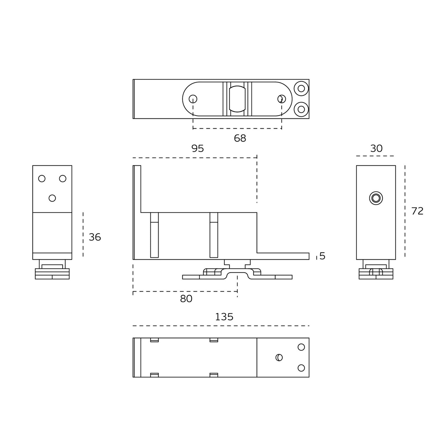 JNF Bottom Pivot with Spring System and Adjustable Power Stainless Steel IN.05.199
