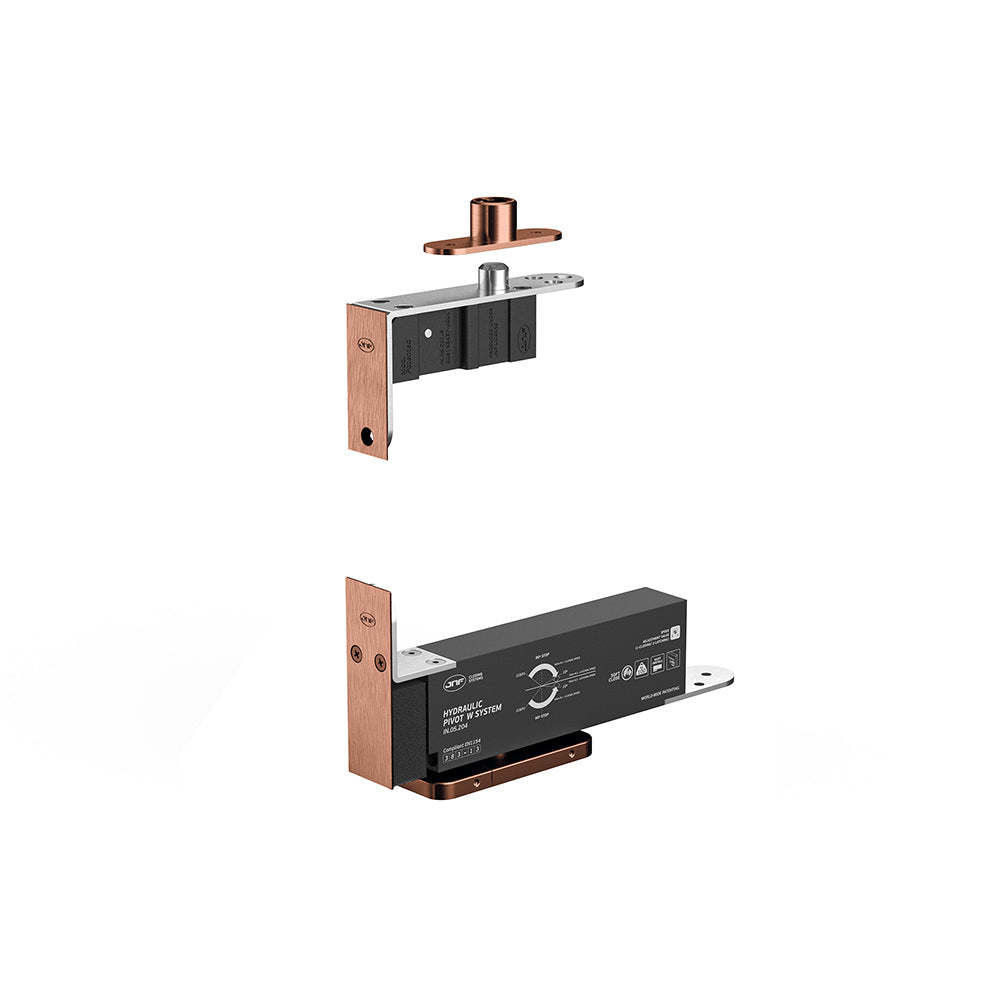 JNF Hydraulic Pivot Set for Rebated Wood Doors Titanium Chocolate IN.05.204.TCH