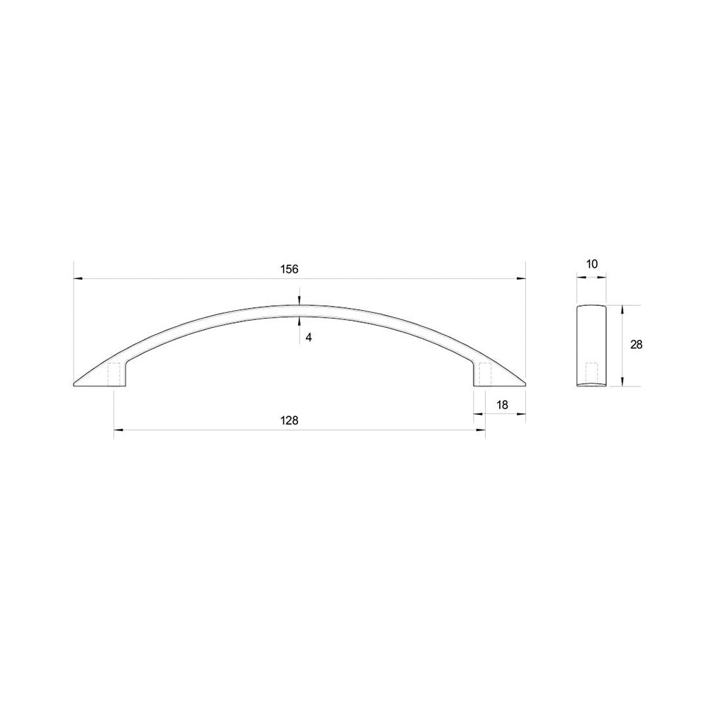 Kethy Flat Bow Handle D1517 - Available in Polished Chrome and Stainless Effect