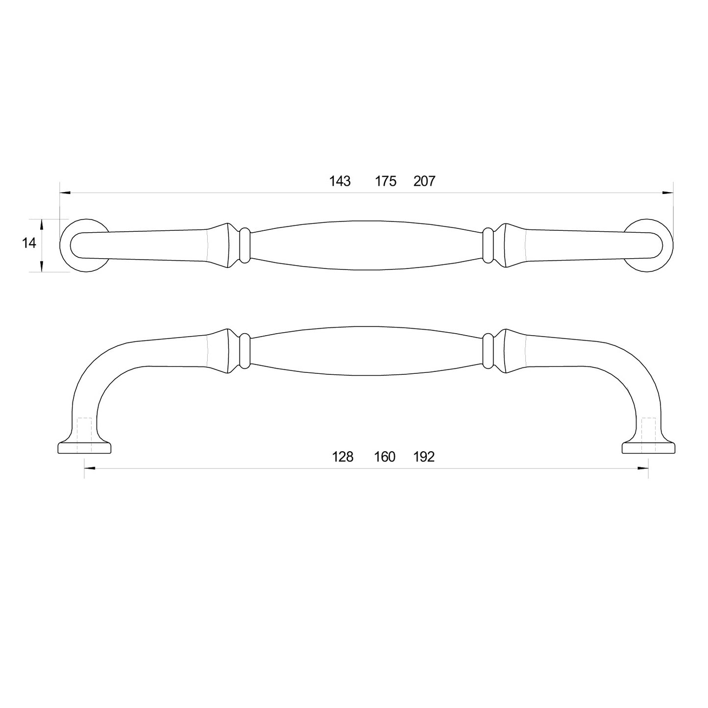 Kethy Dover Handle Brass Polished Nickel - Available In Various Sizes