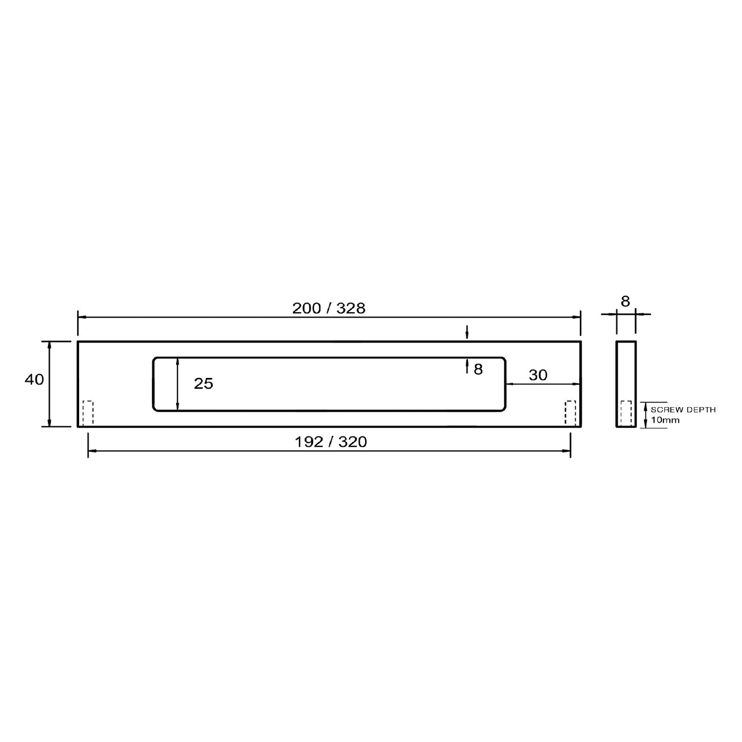 Kethy Keyline Cabinet Handle L Series - Available in Various Finishes and Sizes