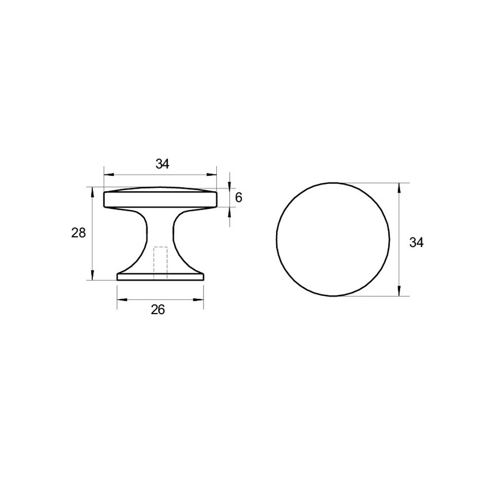 Kethy Classic Cabinet Knob 34mm - Available in Various Finishes