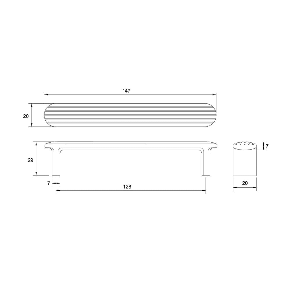Kethy Reeded Cabinet Pull Handle - Available in Various Finishes