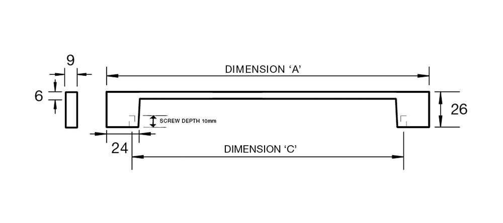 Kethy Binda Cabinet Pull Handle PM125 - Available in Various Finishes and Sizes
