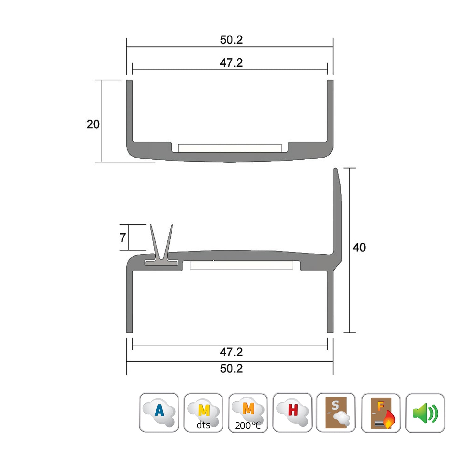Kilargo Aluminium Meeting Style Seal for Single Action Fire Door - Available in Various Sizes