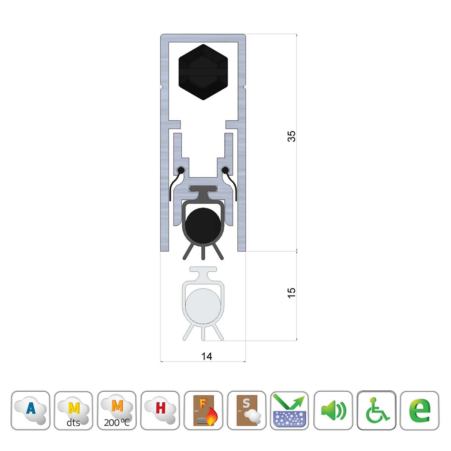 Kilargo Medium Duty Automatic Door Bottom Seal IS8010si-KG - Available in Various Sizes