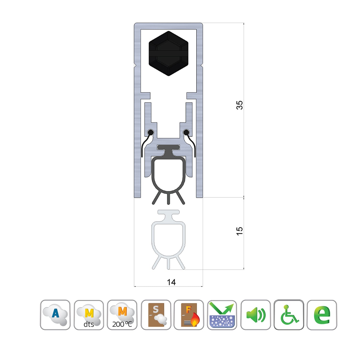 Kilargo Medium Duty Concealed Automatic Door Bottom Seal IS8010si - Available in Various Sizes