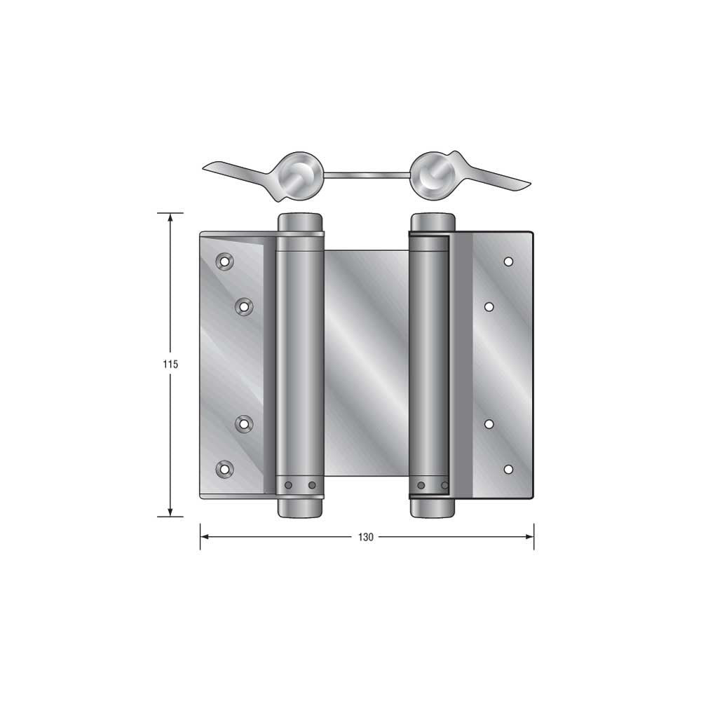 HFH Double Action Spring 100mm Polished Brass Display Pack 4150-105-BP