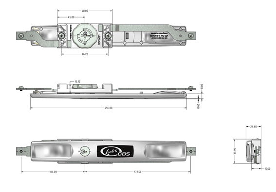 Lenlok 4323C4KD CBS Garage Roller Door Lock Narrow Keyed To Differ