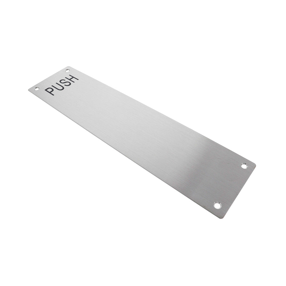 RiteFit Push Plate Engraved "Push" 304 Grade Stainless Steel 300x75mm PP1ESS