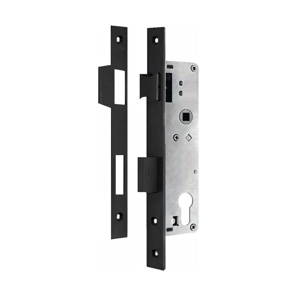 Interlock Door Lock Pack with Mortice Lock Verona Lever Black with Euro Cylinder