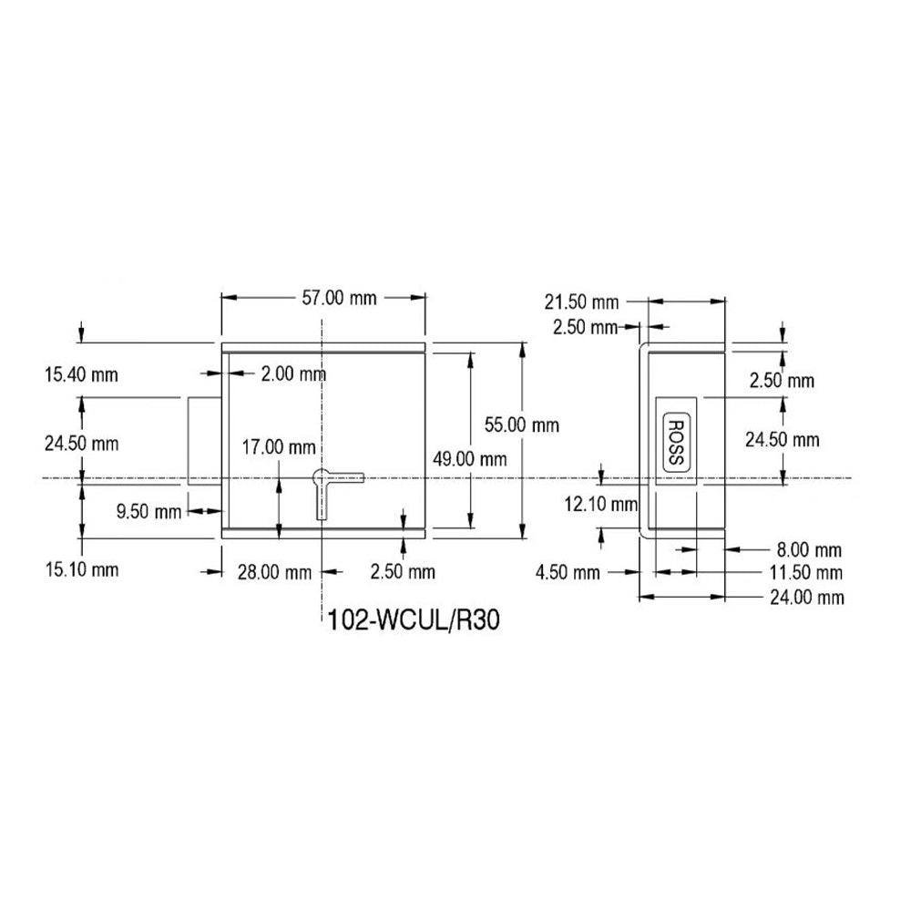 Ross Safe Door Lock 102 Dual Keyway Up LH KD w/o Cover 08952010