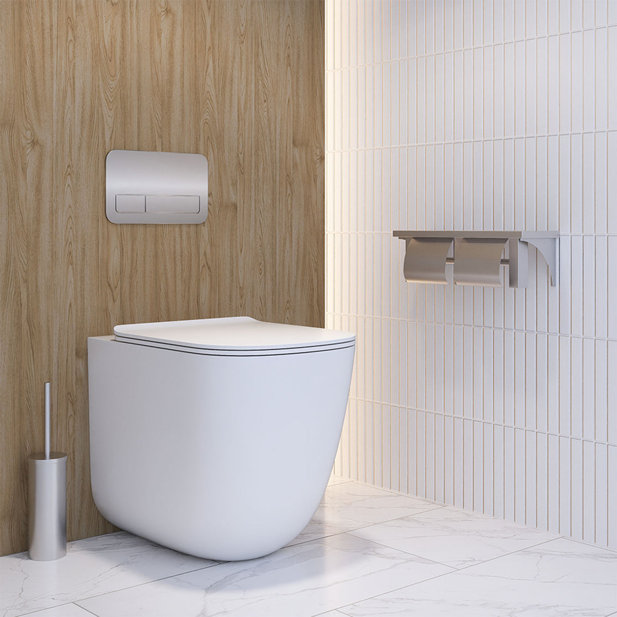 Metlam Double Toilet Roll Holder and Shelf Satin Stainless Steel ML949_375MM