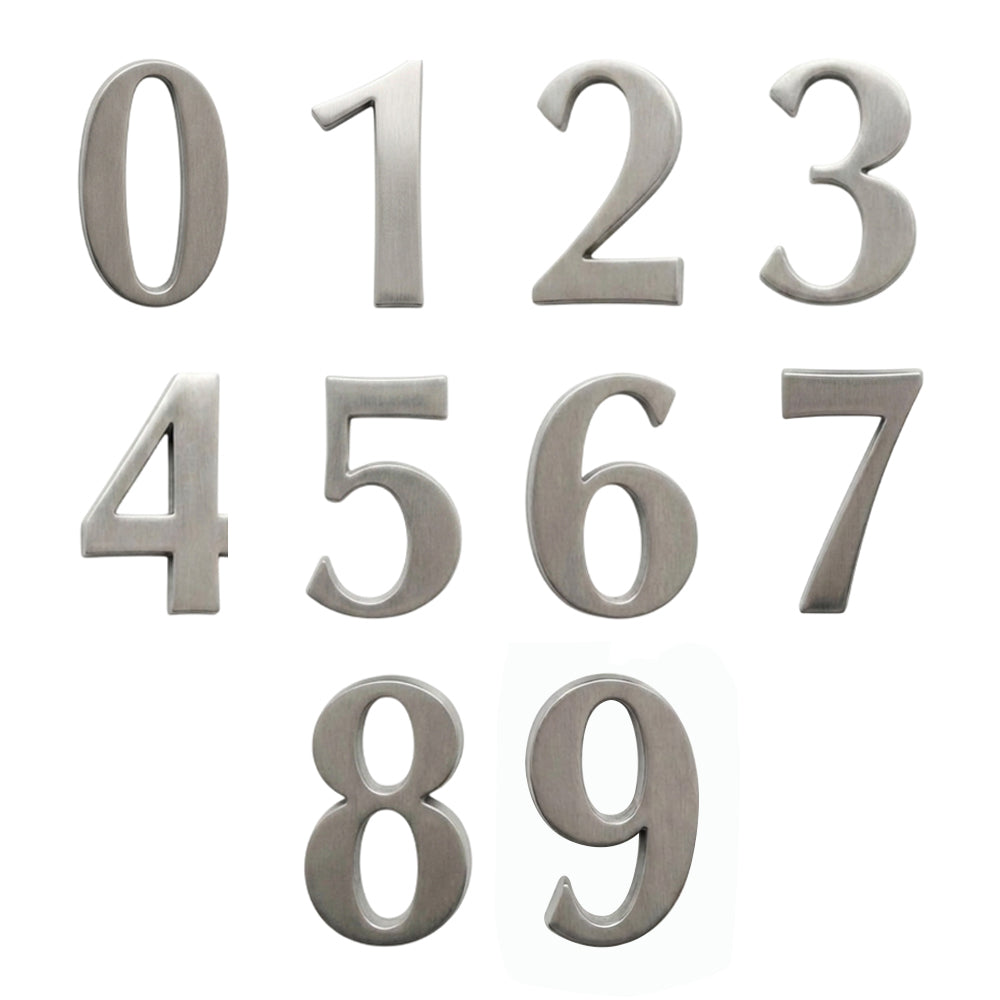 Mappas Door House Number # 0-8 65mm Self Adhesive 304 Grade Stainless Steel