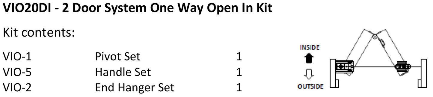 McCallum VIO Folding 2 Door System One Way Inward Opening Hardware Kit Satin Stainless Steel