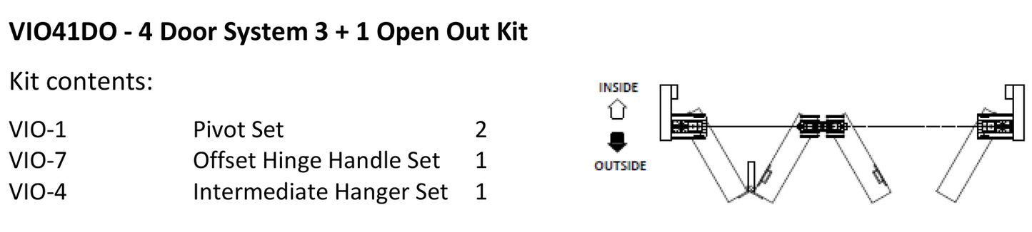 McCallum VIO Folding 4 Door System 3 + 1 Outward Opening Hardware Kit Satin Stainless Steel