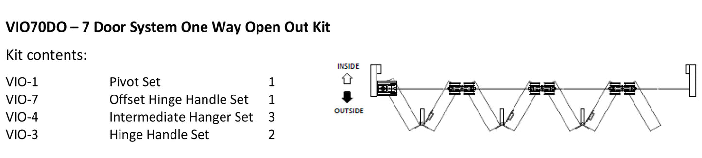 McCallum VIO Folding 7 Door System One Way Outward Opening Hardware Kit Satin Stainless Steel