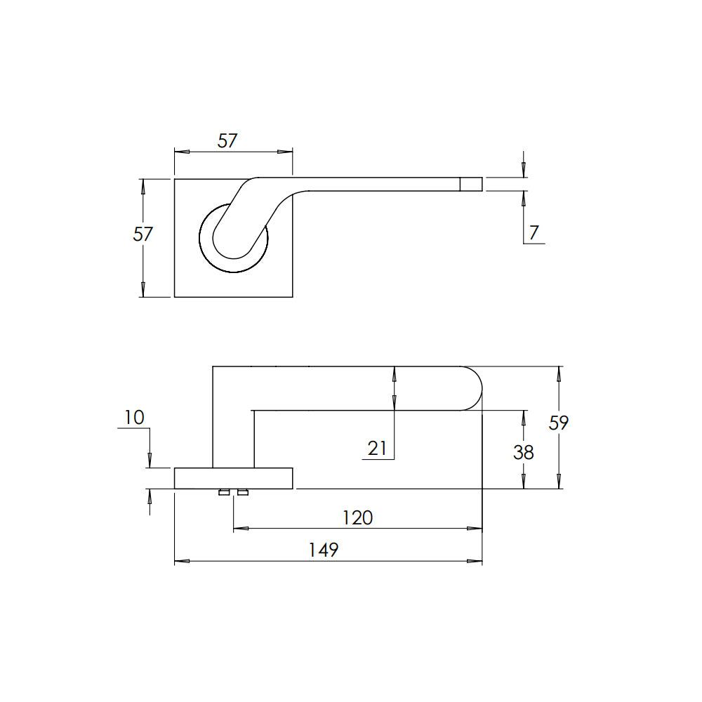 Madinoz L114Z Coastal Door Lever Handle on Square Rose