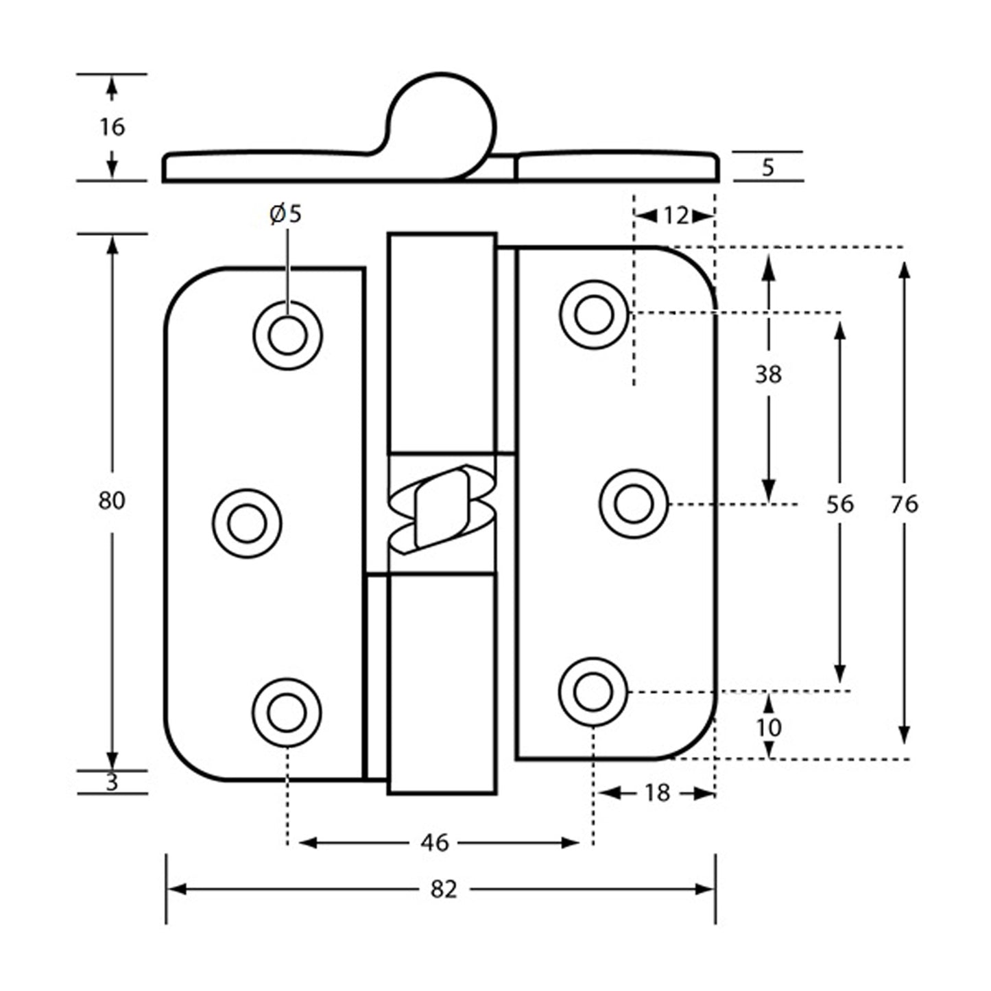 Metlam Gravity Hinge Concealed with Screw Fixings - Available in Various Handing and Functions