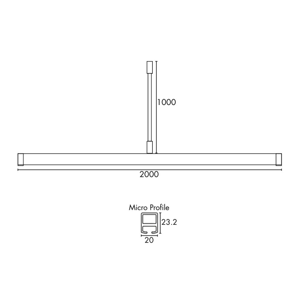 METSCT2000MM|METSCT2000MMDESIGNER|Micro Shower Curtain Track Straight 2000mm - Available in Various Finishes