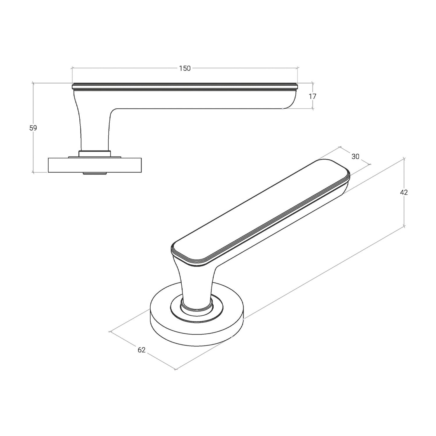 Momo Aspen Solid Brass Lever Entrance Set - Available in Various Finishes