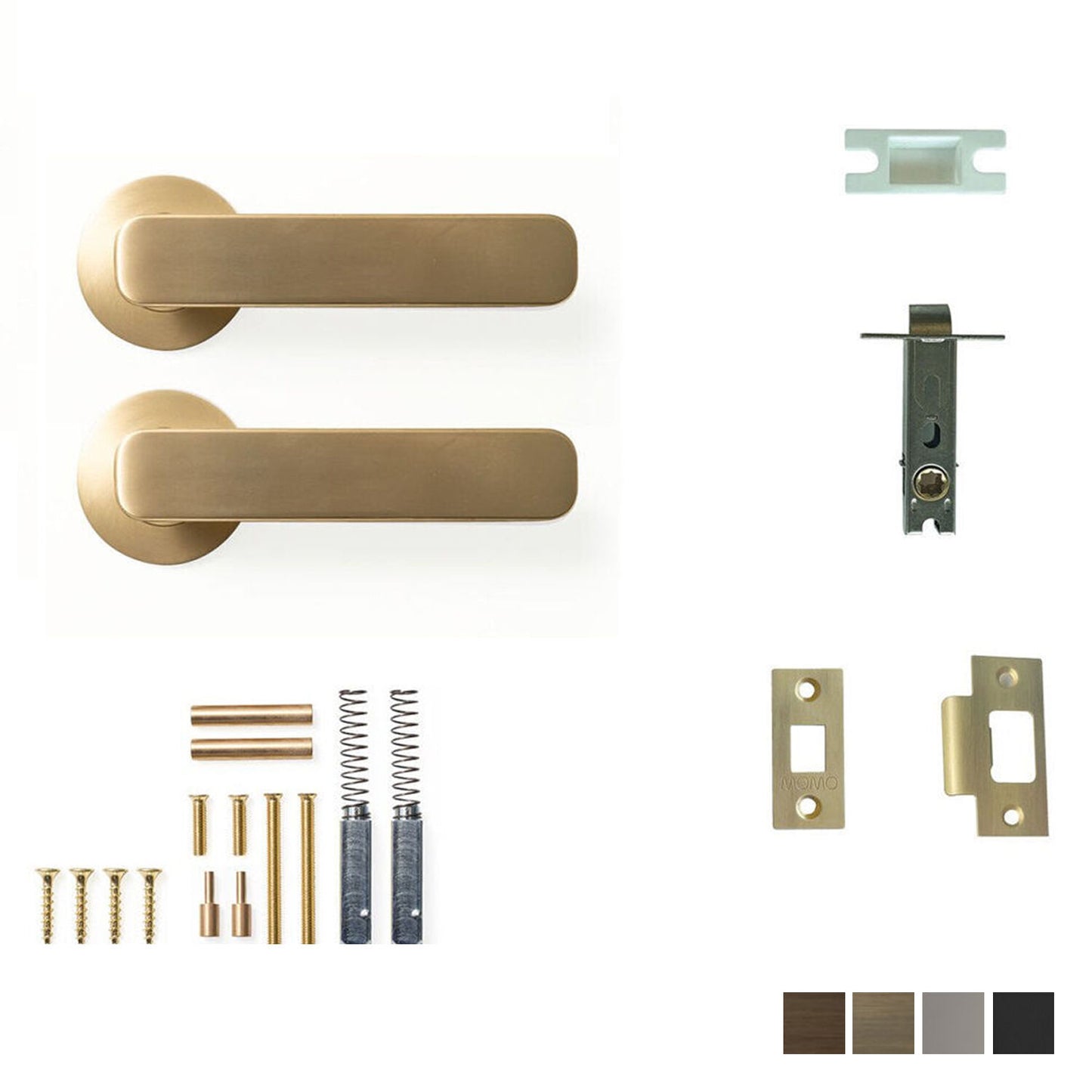 Momo Aspen Door Lever Handle on Round Rose Passage Set - Available in Various Finishes