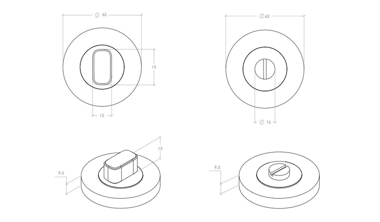 Momo Aspen Door Lever Handle on Round Rose Privacy Set - Available in Various Finishes