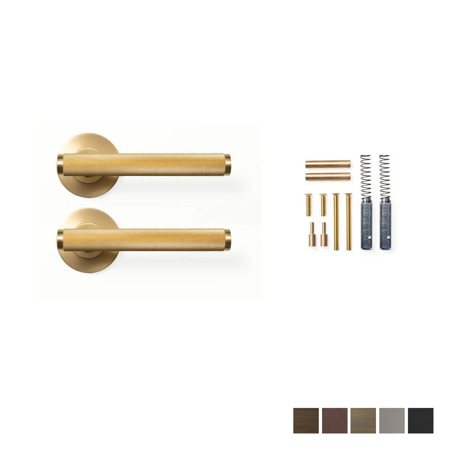 Momo Bellevue Knurled Door Lever Handle on Round Rose - Available in Various Finishes