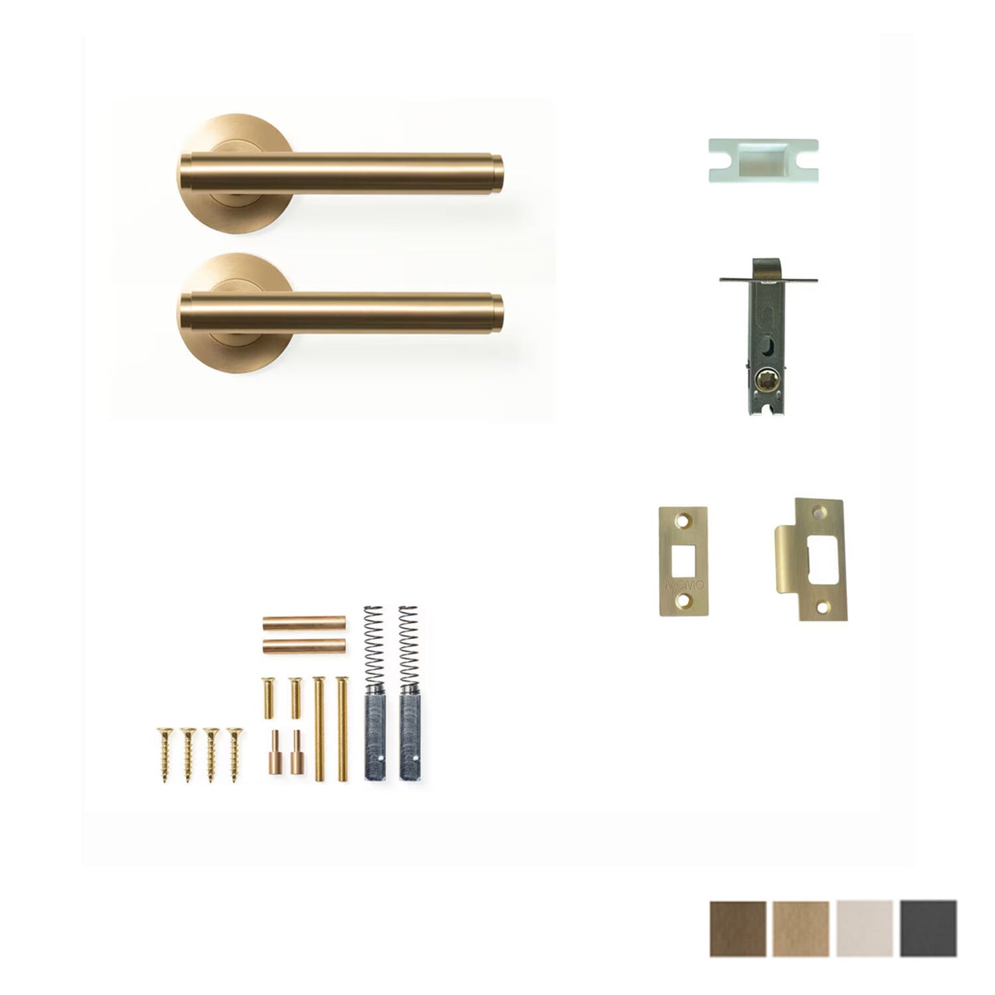 Momo Bellevue Plain Lever Door Handle Solid Brass Tubular Latch Passage Set