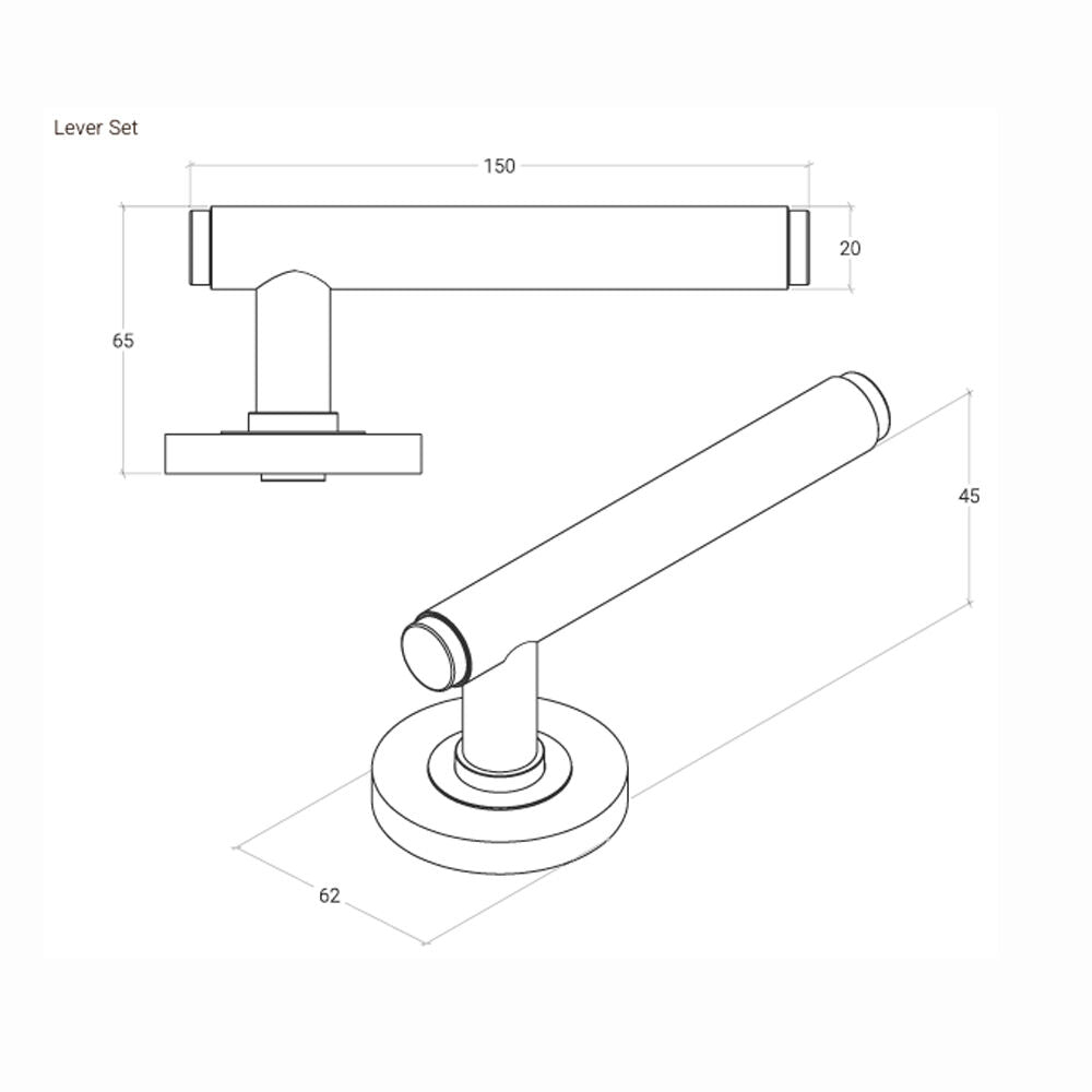 Momo Bellevue Plain Lever Door Handle Solid Brass Tubular Latch Passage Set