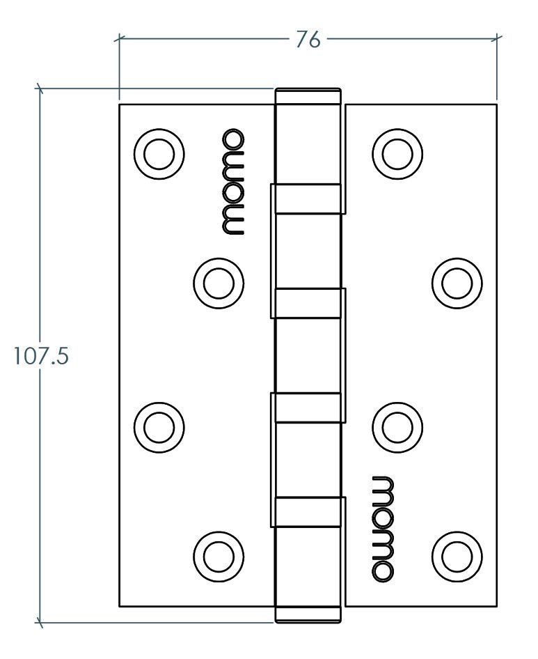 Momo Door Hinge 100x76mm - Available in Various Finishes|MOMOMHBHBNZ|MOMOMHBHBSB|MOMOMHBHDBB|MOMOMHBHDBR|MOMOMHBHMBL|MOMOMHBHDKB