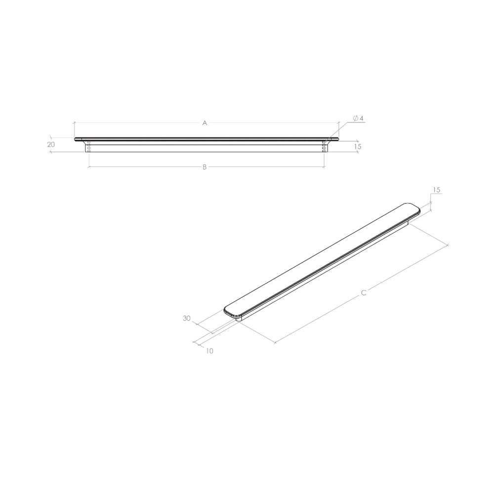 Momo Aspen Solid Brass Pull Handle - Available in Various Finishes and Sizes