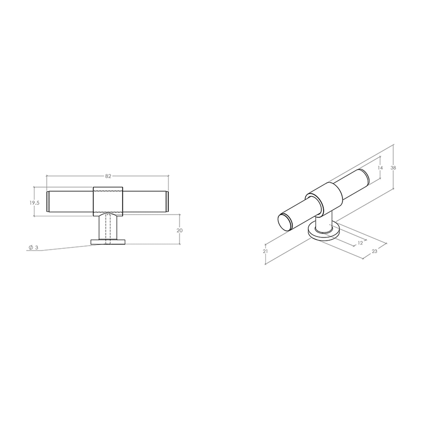 Momo Belgravia T Knob - Available In Various Finishes|MOMOBLG082BSB|MOMOBLG082DBR|MOMOBLG082PN|MOMOBLG082MBL|MOMOBLG082BNZ|MOMOBLG082DBB|MOMOBLG082DKB