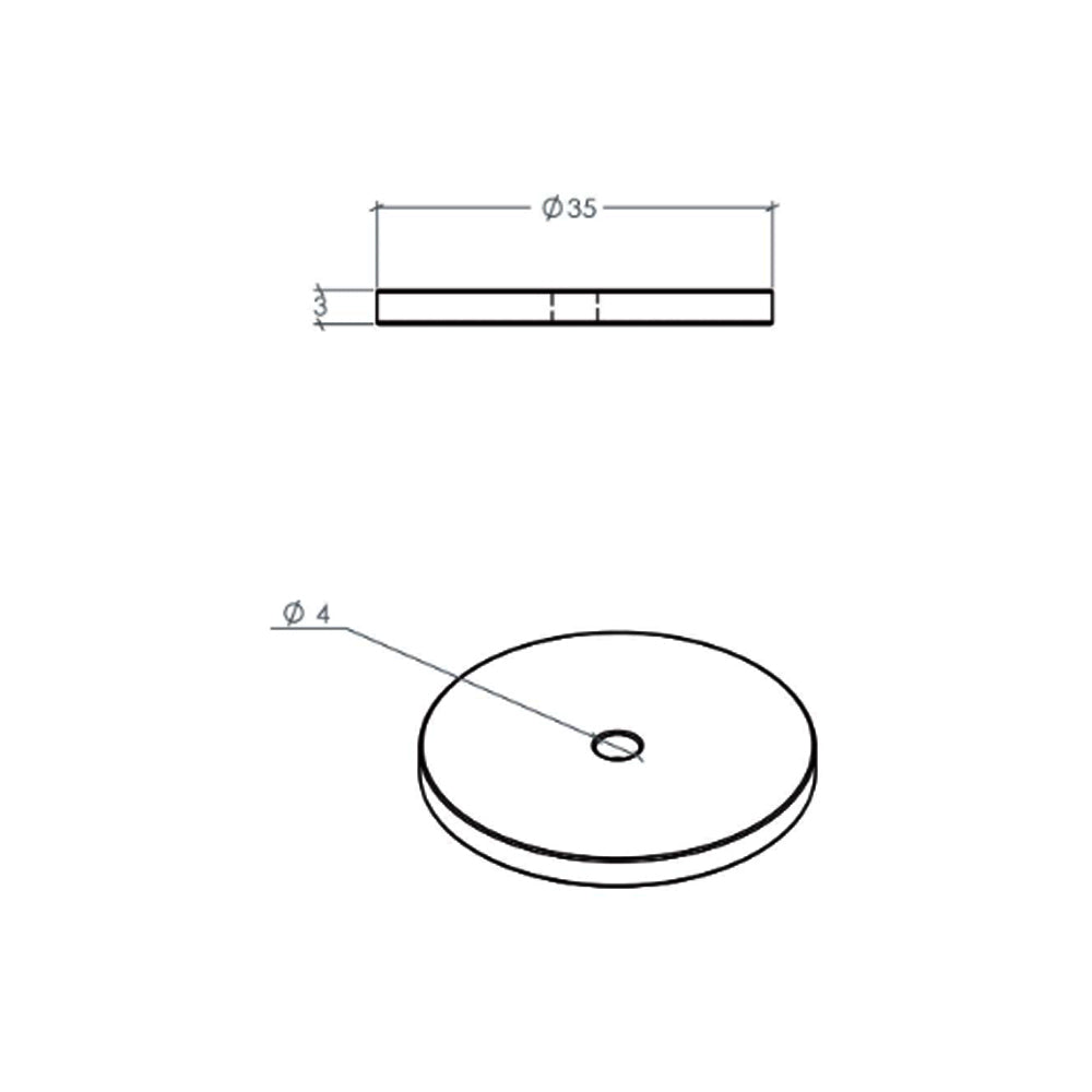 Momo Bellevue Plain Knob Backplate 35mm - Available in Various Finishes