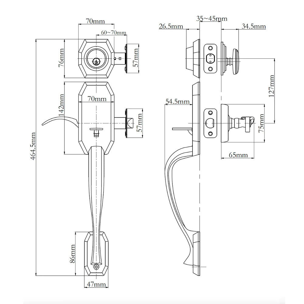N2lok Garrone Door Handle Double Cylinder with Flutto Lever Entrance Set Box Pack