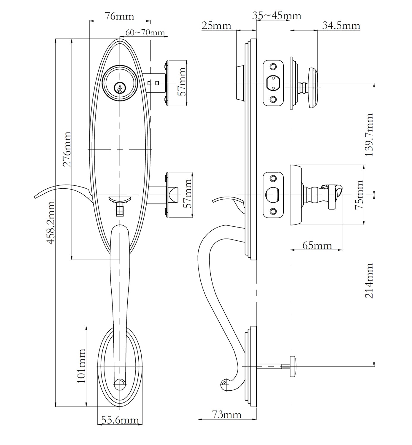 N2lok Loire Single Cylinder Door Entrance Set Box Pack - Available in Various Finishes
