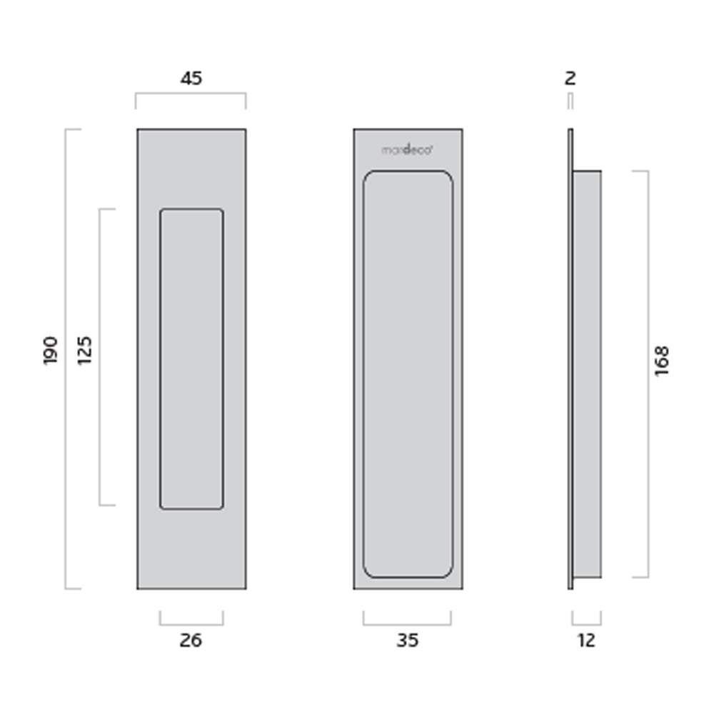 Mardeco 'M' Series Flush Pull for Sliding Doors - Available in Various Finishes