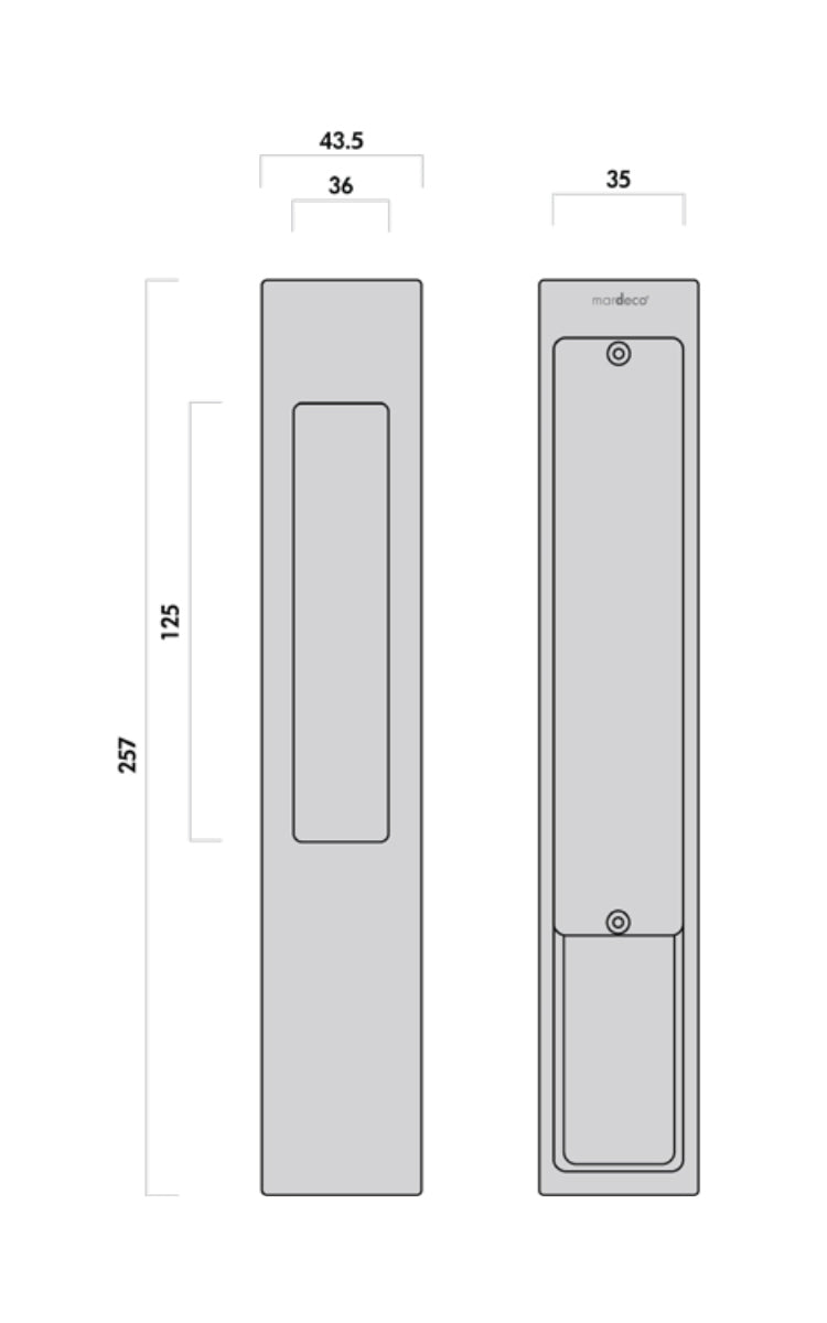 Mardeco M Series Long Plate Flush Pull - Available in Various Finishes