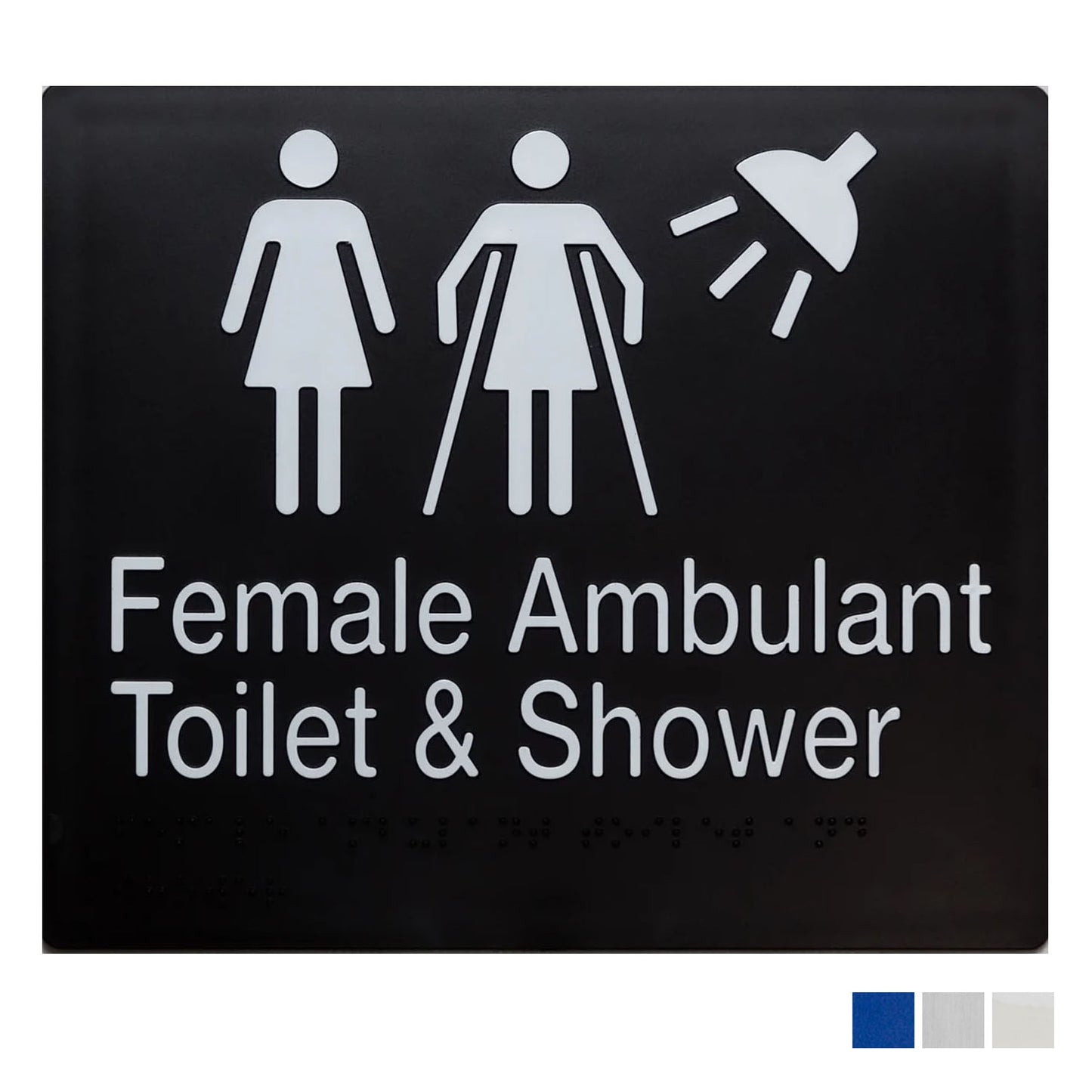 Tim the Sign Man Female Ambulant Toilet and Shower Sign with Braille - Available in Various Finishes