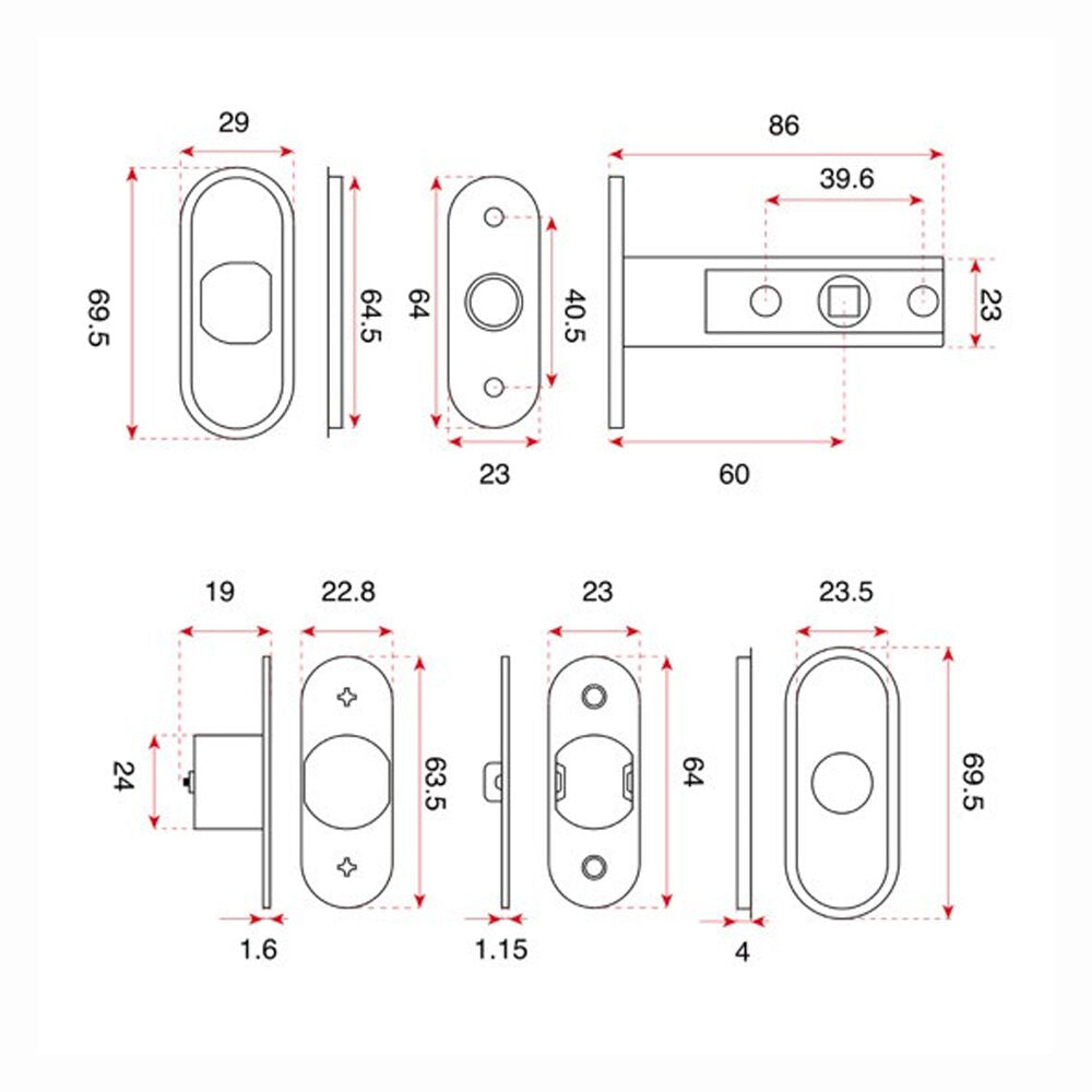Precision Magnetic Tubular Privacy Bolt 60mm - Available in Various Finishes